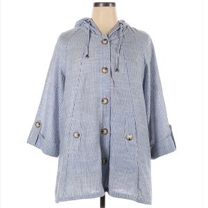 jones new york cotton linen blend jacket size 1x seersucker